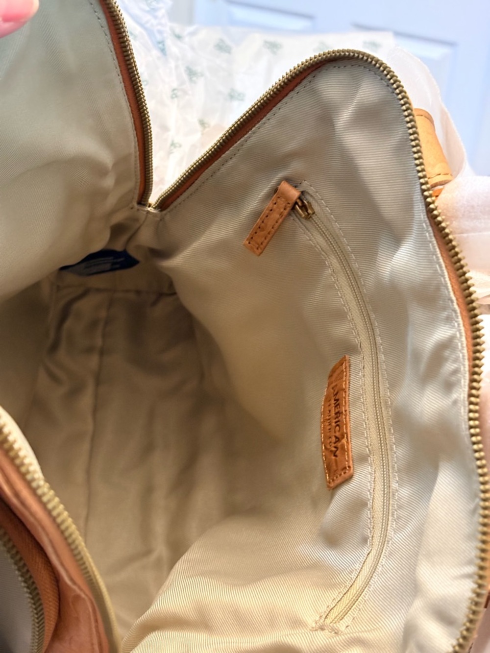 NWT Embossed Floral Leather Backpack - American Leather - Tan - Picture 2 of 11